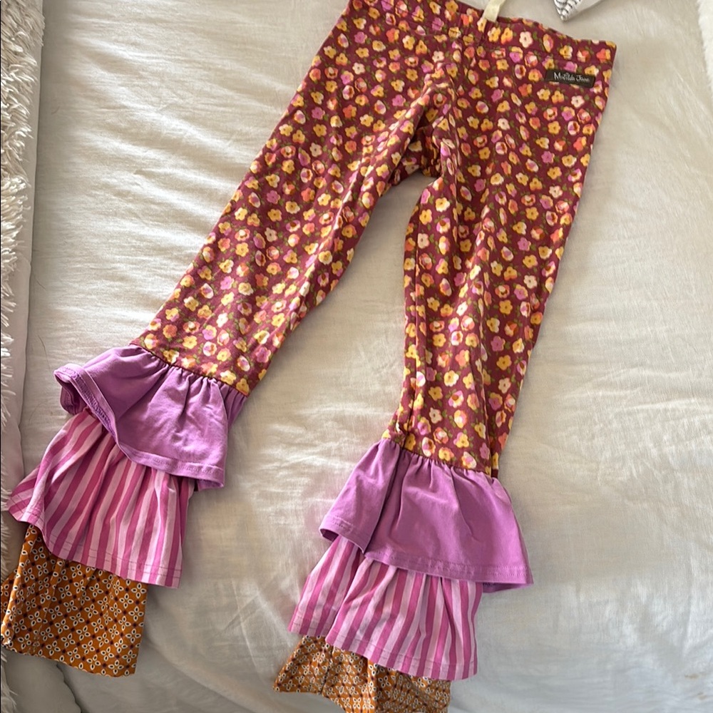 Colorful Ruffle Pants with Floral Pattern